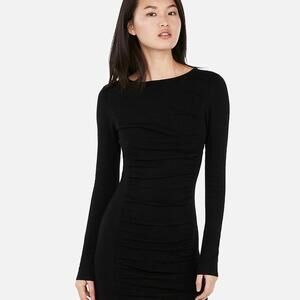 Anthropologie Lola & Sophie Women's Ruched Bodycon Midi Dress Black Size L NWT
